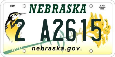 NE license plate 2A2615
