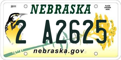 NE license plate 2A2625
