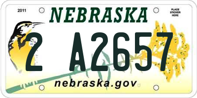 NE license plate 2A2657