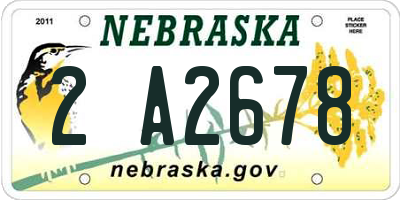 NE license plate 2A2678