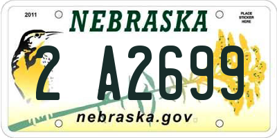 NE license plate 2A2699