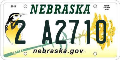 NE license plate 2A2710
