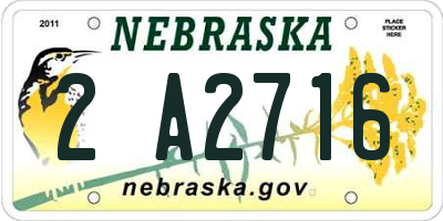 NE license plate 2A2716