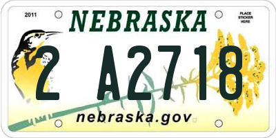 NE license plate 2A2718