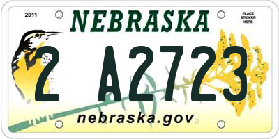 NE license plate 2A2723