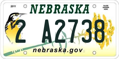 NE license plate 2A2738