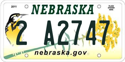 NE license plate 2A2747