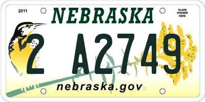 NE license plate 2A2749