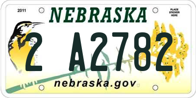 NE license plate 2A2782