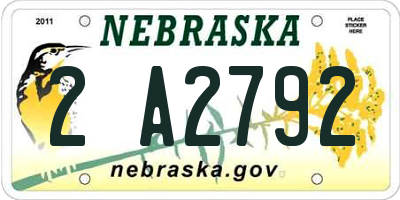 NE license plate 2A2792