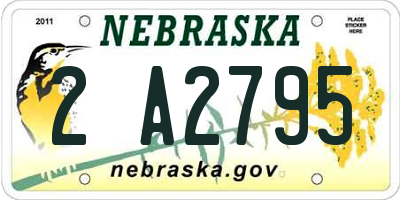 NE license plate 2A2795