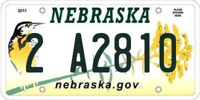 NE license plate 2A2810