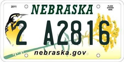 NE license plate 2A2816