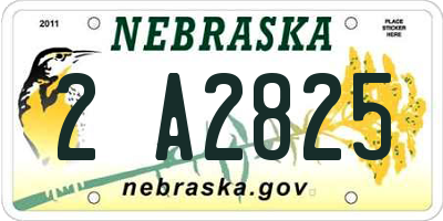 NE license plate 2A2825