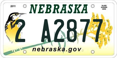 NE license plate 2A2877