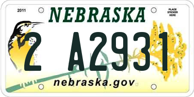 NE license plate 2A2931