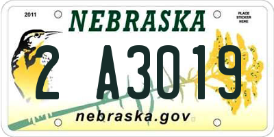 NE license plate 2A3019