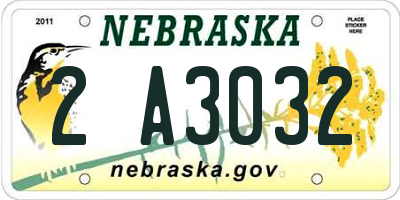 NE license plate 2A3032
