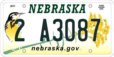 NE license plate 2A3087