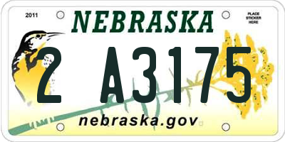 NE license plate 2A3175