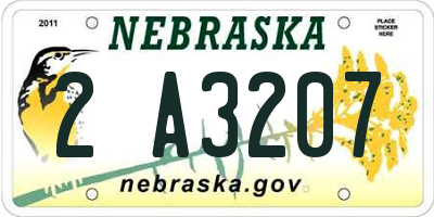 NE license plate 2A3207
