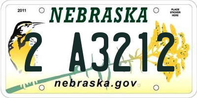 NE license plate 2A3212