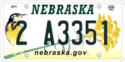 NE license plate 2A3351