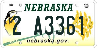 NE license plate 2A3361