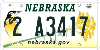 NE license plate 2A3417