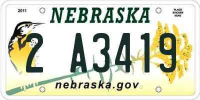 NE license plate 2A3419