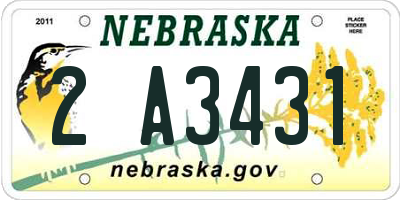 NE license plate 2A3431