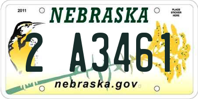 NE license plate 2A3461