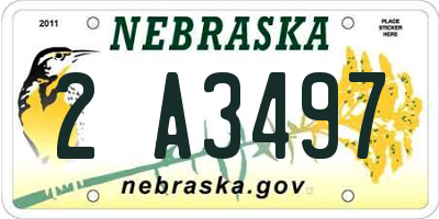 NE license plate 2A3497