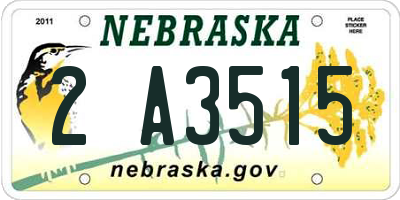 NE license plate 2A3515