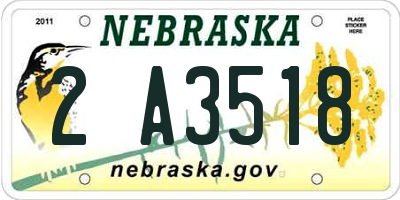 NE license plate 2A3518