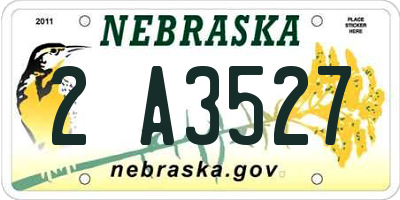 NE license plate 2A3527