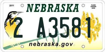 NE license plate 2A3581