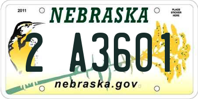 NE license plate 2A3601