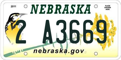 NE license plate 2A3669