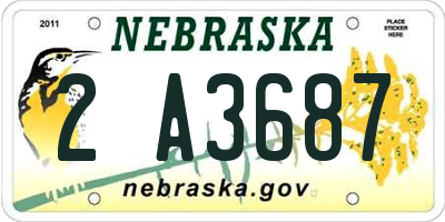 NE license plate 2A3687