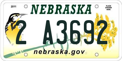 NE license plate 2A3692