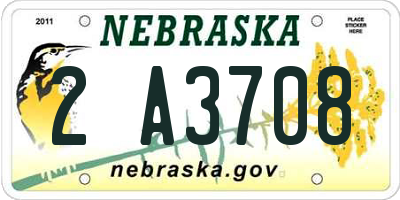 NE license plate 2A3708