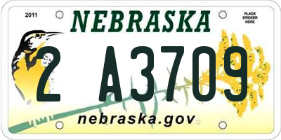 NE license plate 2A3709