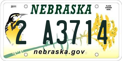 NE license plate 2A3714