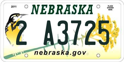 NE license plate 2A3725