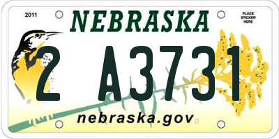 NE license plate 2A3731
