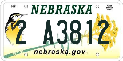 NE license plate 2A3812