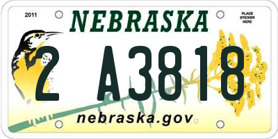 NE license plate 2A3818