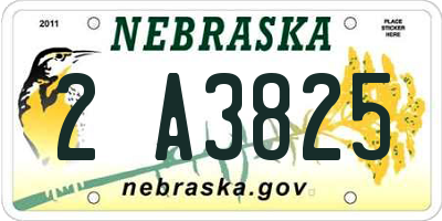 NE license plate 2A3825
