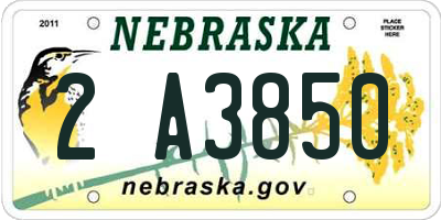 NE license plate 2A3850